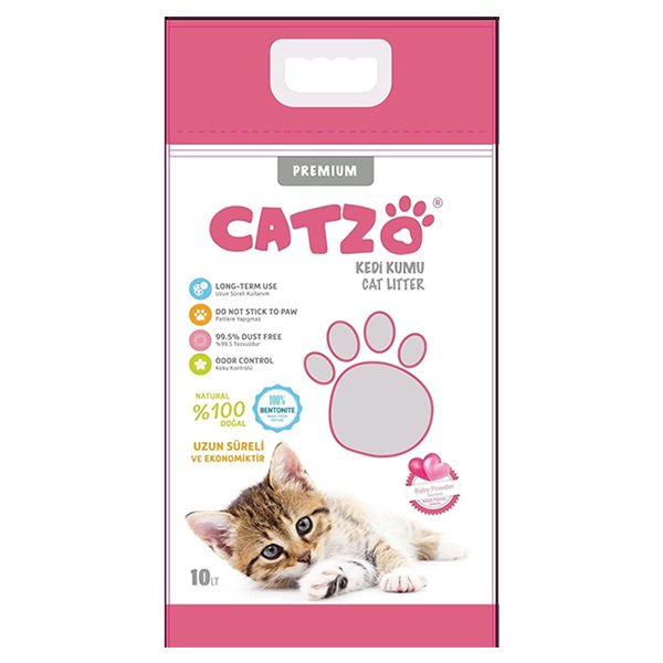 Catzo Bentonit Bebek Pudra Kokulu Topaklanan Kedi Kumu 10 Lt