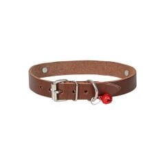 Cattie İsimlikli El Yapımı Gerçek Deri Kedi Boyun Tasması Xlarge Kahverengi 1.5x26-30 Cm