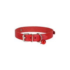 Cattie İsimlikli El Yapımı Gerçek Deri Kedi Boyun Tasması Xlarge Kırmızı 1.5x26-30 Cm