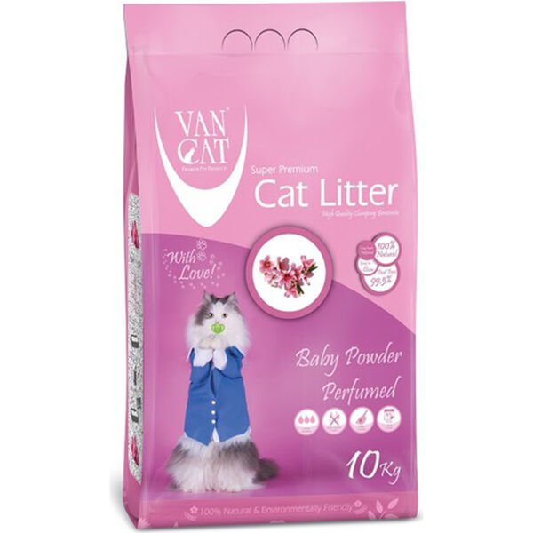 Vancat Kalın Taneli Bebek Pudralı Kedi Kumu 10 Kg