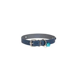 Cattie İsimlikli El Yapımı Gerçek Deri Kedi Boyun Tasması Xlarge Royal Mavi 1.5x26-30 Cm