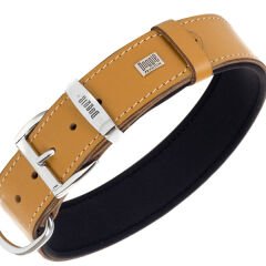 Doggie Comfort Deri Nazar Boncuklu Köpek Boyun Tasması Small Camel 4x47-55 Cm