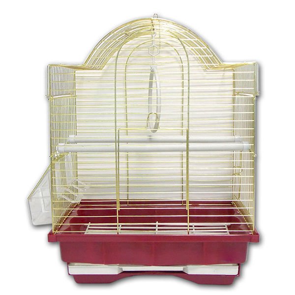 Dayang İki Kapılı Kubbeli Muabbet Kuşu Kafesi Kırmızı 29.5x22.3x38.5 Cm