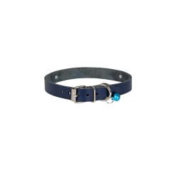 Cattie İsimlikli El Yapımı Gerçek Deri Kedi Boyun Tasması Xxlarge Royal Mavi 1.5x29-34 Cm