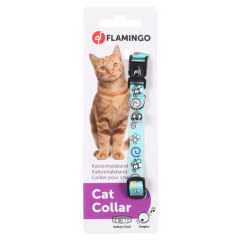 Flamingo Fare Desenli Kedi Boyun Tasması Mavi 30 Cm