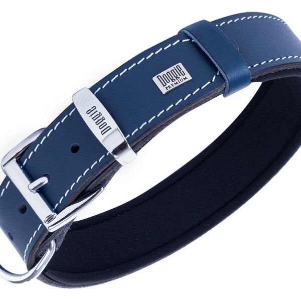 Doggie Comfort Deri Nazar Boncuklu Köpek Boyun Tasması Medium Mavi 4x52-60 Cm