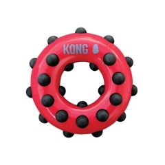 Kong Dotz Halka Sesli Köpek Oyuncağı Large Siyah/Kırmızı 15 Cm