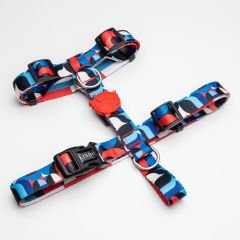 Lindo Dogs Red Line H Tipi Köpek Göğüs Tasması Kırmızı/Mavi Beden Small