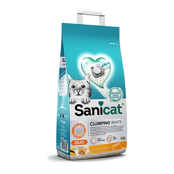 Sanicat Duo Vanilya ve Mandalina Kokulu Topaklaşan Kedi Kumu 1 Adet 10 Lt