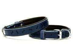 Doggie Comfort Deri Kemik Desenli Köpek Boyun Tasması Small Mavi 2x30-35 Cm