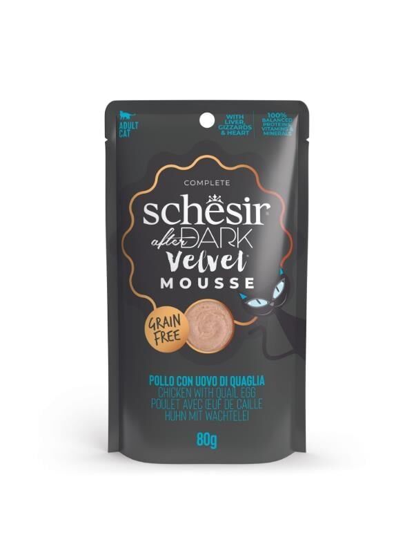 Schesir After Dark Mousse Tavuk Etli ve Bıldırcın Yumurtalı Tahılsız Yetişkin Kedi Konservesi 80 gr