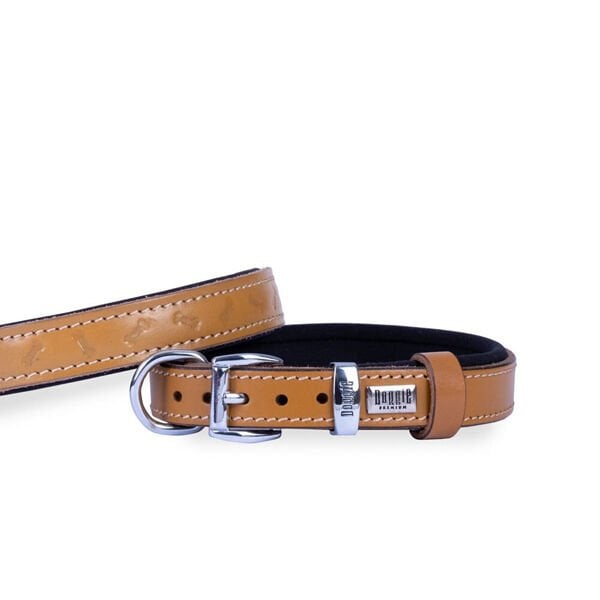 Doggie Comfort Deri Kemik Desenli Köpek Boyun Tasması Small Camel 2x30-35 Cm