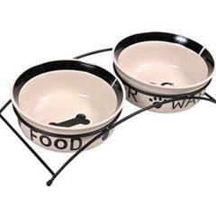Trixie Kedi Köpek Seramik Mama ve Su Kabı Seti Beyaz/Siyah 2x0.6 Lt