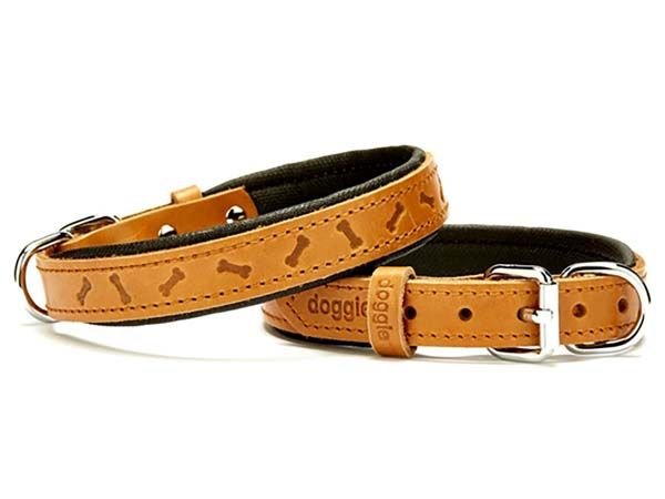 Doggie Comfort Deri Kemik Desenli Köpek Boyun Tasması Medium Camel 2x35-40 Cm