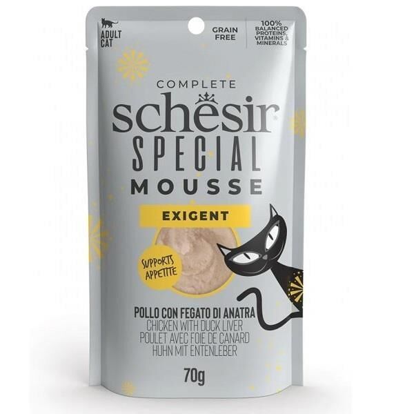 Schesir Exigent Mouse Tavuklu ve Ördekli Yetişkin Kedi Konservesi 80 gr