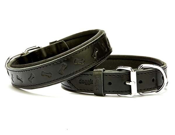 Doggie Comfort Deri Kemik Desenli Köpek Boyun Tasması Medium Siyah 3x42-50 Cm