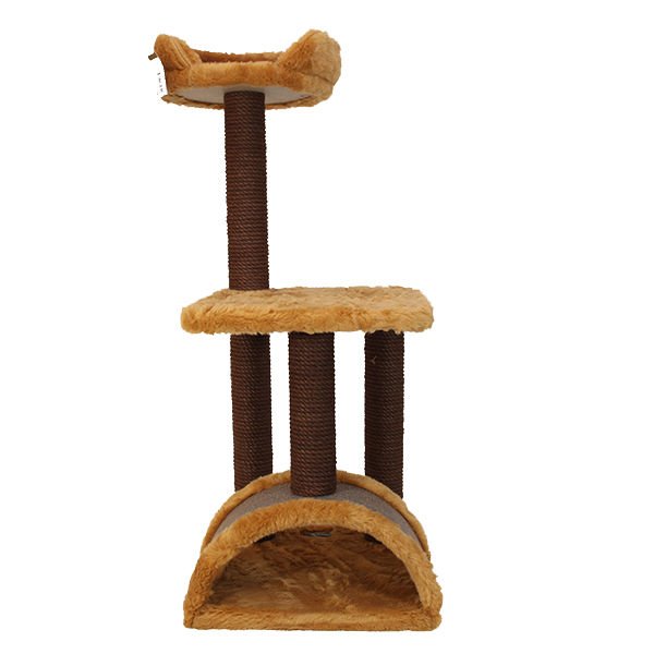 Kralle 1039 Köprülü Teraslı Kedi Tırmalama ve Oyun Evi Açık Camel 40x40x106 Cm