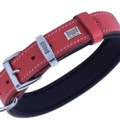 Doggie Comfort Deri Kemik Desenli Köpek Boyun Tasması Medium Kırmızı 3x42-50 Cm