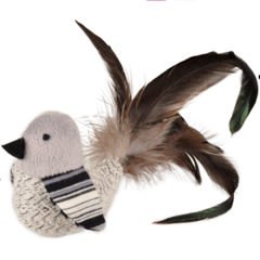 Flamingo Pırın Tüylü Kuş Kedi Oyuncağı Beyaz/Siyah