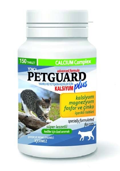 Petguard Magnezyum Fosfor ve Çinkolu Kalsiyum Kedi Tableti 150 Adet