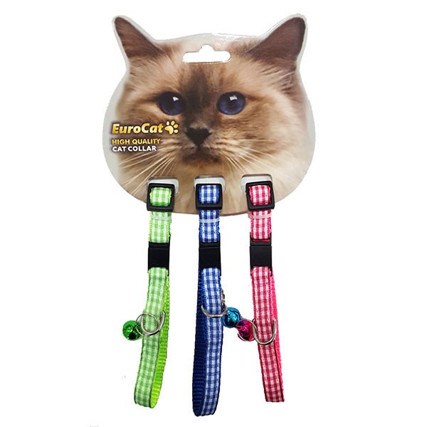 Eurocat Ekoseli Renkli Kedi Boyun Tasması 3 Adet 10 Mm 28 Cm