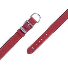 Doggie Comfort Deri Kemik Desenli Köpek Boyun Tasması Large Kırmızı 3.5x52-60 Cm