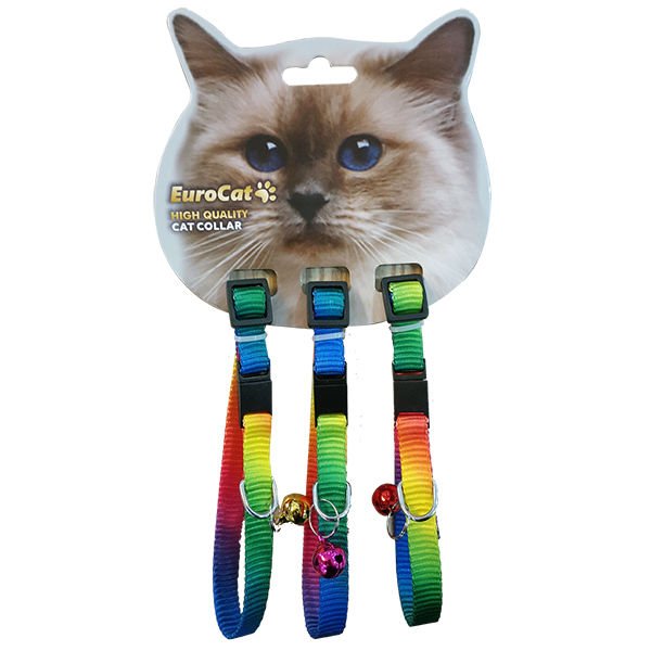 Eurocat Gökkuşağı Desenli Kedi Boyun Tasması 3 Adet 10 Mm 28 Cm