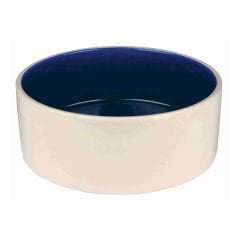 Trixie Renkli Kedi ve Köpek  Seramik Mama ve Su Kabı Beyaz/Lacivert 0.3 Lt 13 Cm