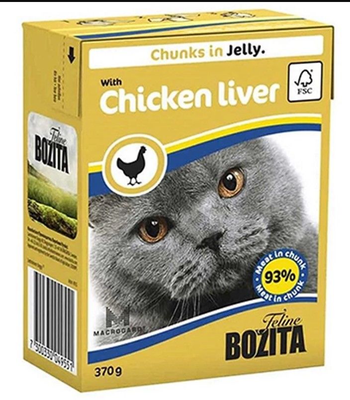 Bozita Tahılsız Tavuklu ve Ciğerli Yetişkin Konserve Kedi Maması 370 Gr