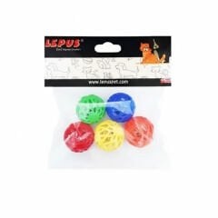 Lepus Zilli File Desenli Top Kedi Oyuncağı 5 Adet Karışık Renkli