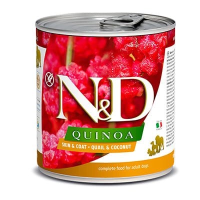 N&D Quinoa Skın Bıldırcın ve Hindistan Cevizli Köpek Konservesi 285 gr