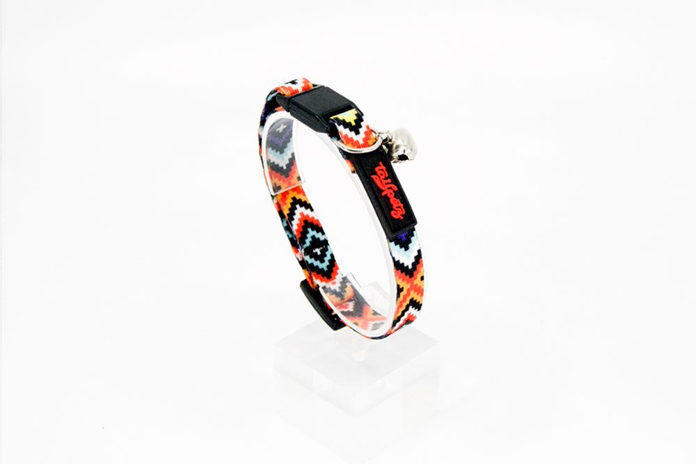 Tailpetz Kilitli Çıngıraklı Ayarlanabilir Kedi Boyun Tasması Ethnic 22-30 Cm