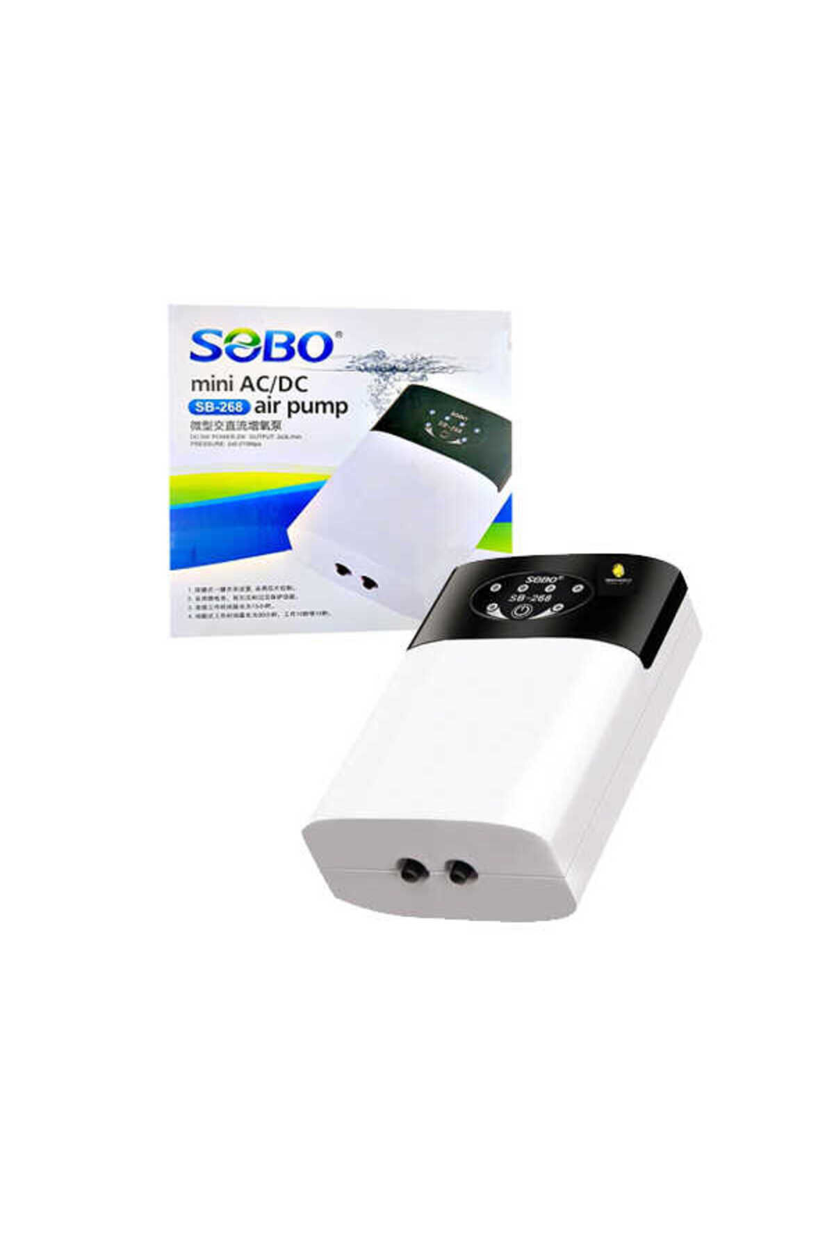Sobo SB-268 Şarjlı Dijital Çift Çıkışlı Akvaryum Hava Motoru 2W 2X3 Lt /dk