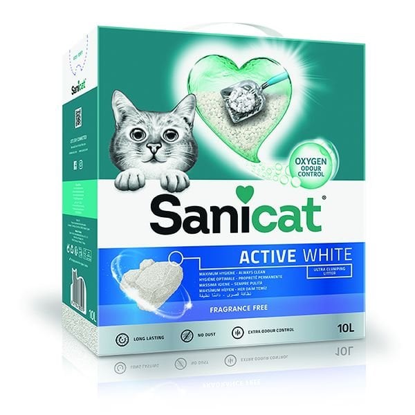 Sanicat Active White Ultra Topaklanan Doğal Kedi Kumu 1 Adet 10 Lt