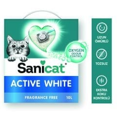 Sanicat Active White Ultra Topaklanan Doğal Kedi Kumu 1 Adet 10 Lt