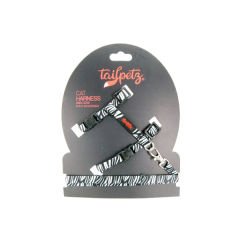 Tailpetz Ayarlanabilir Kedi Göğüs ve Gezdirme Tasması Zebra 22-30 Cm