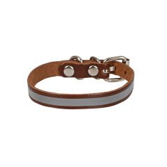 Cattie Reflektörlü Deri Kedi Boyun Tasması Small Kahverengi 1x16-20 Cm