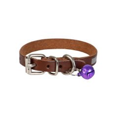 Cattie Reflektörlü Deri Kedi Boyun Tasması Small Kahverengi 1x16-20 Cm