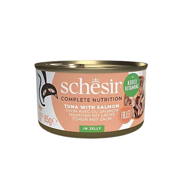 Schesir Jöle İçinde Ton Balık ve Somonlu Yetişkin Konserve Kedi Maması 1 Adet 85 Gr