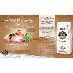 Brit Fresh Hindili ve Bezelyeli Yetişkin Köpek Maması 2.5 Kg