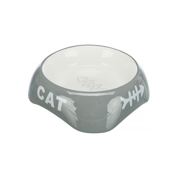 Trixie Seramik Kedi Mama ve Su Kabı Cat Kılçık Desenli 0.2 Lt 13 Cm