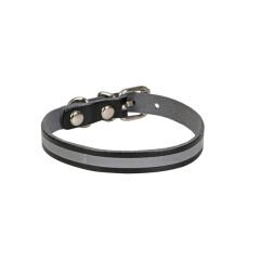 Cattie Reflektörlü Deri Kedi Boyun Tasması Medium Siyah 1x20-23 Cm