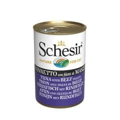 Schesir Jöle İçinde Ton Balık ve Dana Etli Yetişkin Konserve Kedi Maması 1 Adet 140 Gr