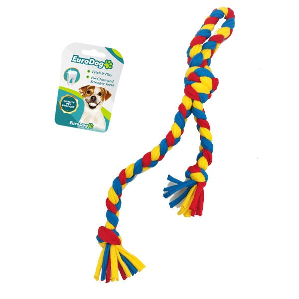 Euro Dog Düğümlü Diş İpi Köpek Oyuncağı Sarı/Kırmızı/Mavi 42 Cm
