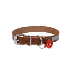 Cattie Reflektörlü Deri Kedi Boyun Tasması Medium Kahverengi 1x20-23 Cm