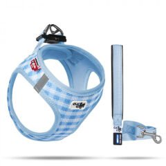 Curli Vest Air-Mesh Köpek Göğüs Tasması Mavi Ekose Small 40-45 Cm
