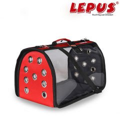 Lepus Şeffaf Fly Bag Köpek Taşıma Çantası Kırmızı Medium 25x40x25 Cm