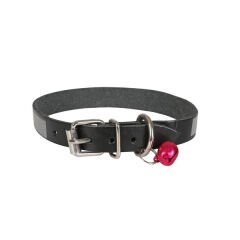 Cattie Reflektörlü Deri Kedi Boyun Tasması Large Siyah 1.2x23-28 Cm