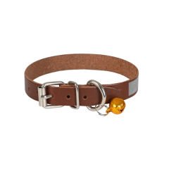 Cattie Reflektörlü Deri Kedi Boyun Tasması Large Kahverengi 1.2x23-28 Cm