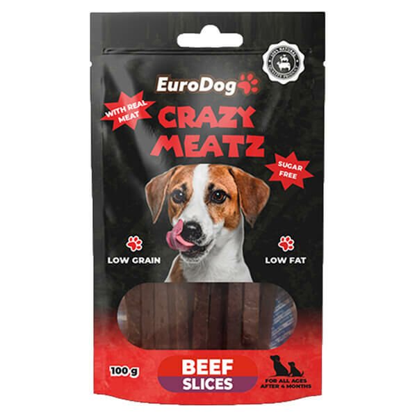 Euro Dog Dilimli Biftek Doğal Köpek Ödül Maması 100 Gr